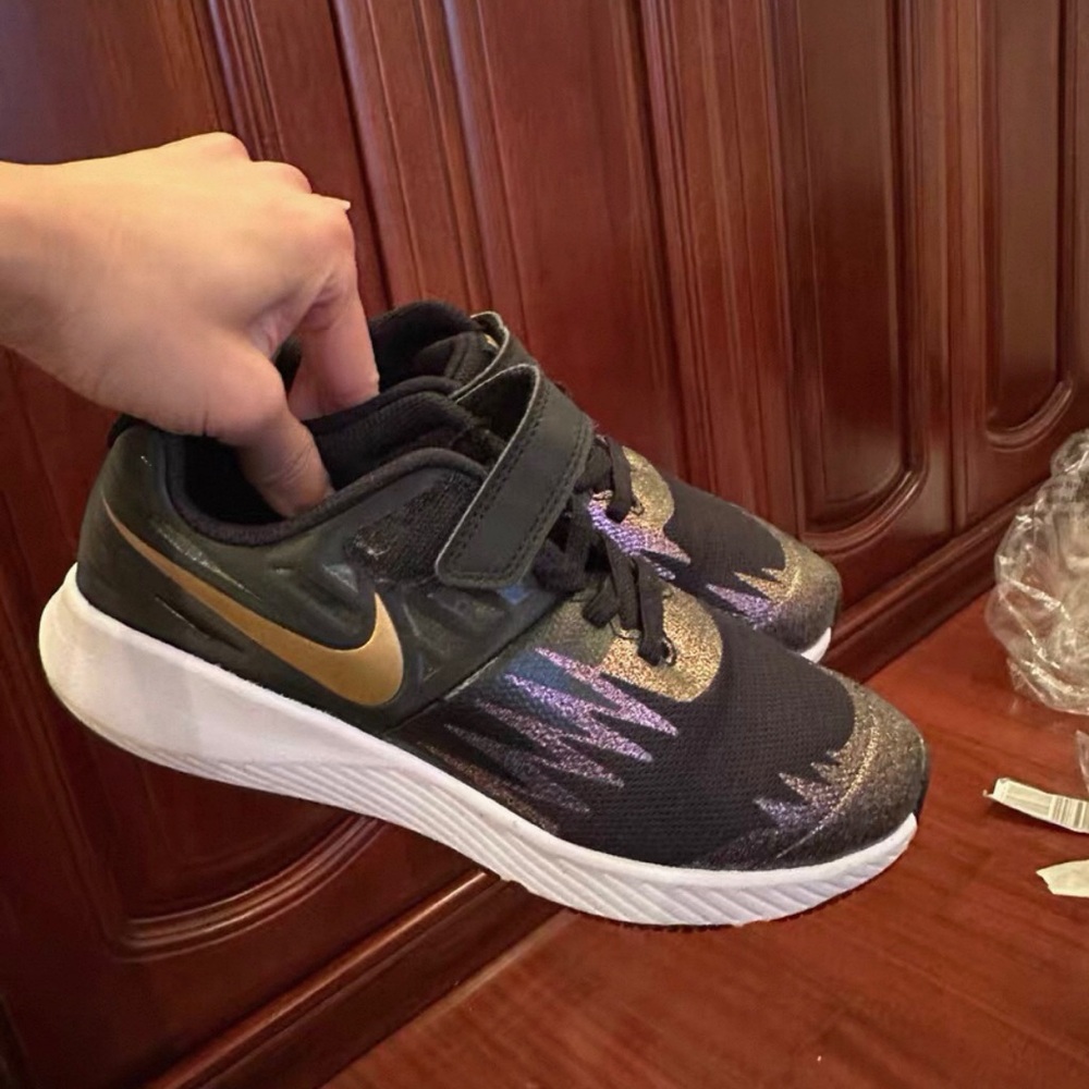 Nike Kids Black and Gold Athletic Sneakers